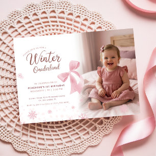 Invitación Chica de Winter Onederland Foto Primera Fiesta de