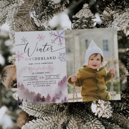 Invitación Chica de Winter ONEderland Primer cumpleaños