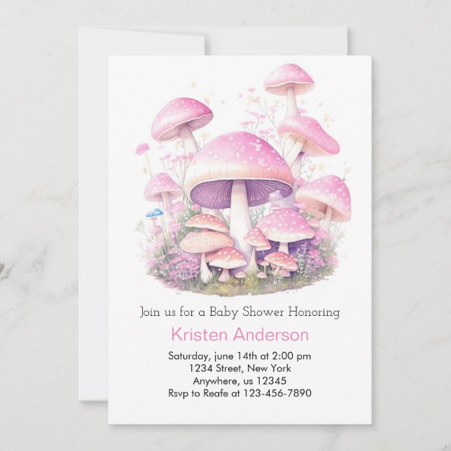 Invitación Chica de Woodland Whimsical Baby Shower (Anverso)