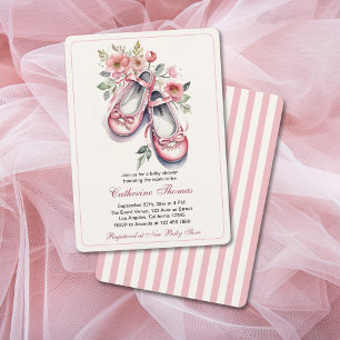 Invitación Chica de zapatos de Ballerina Rosa Vieja Baby Show