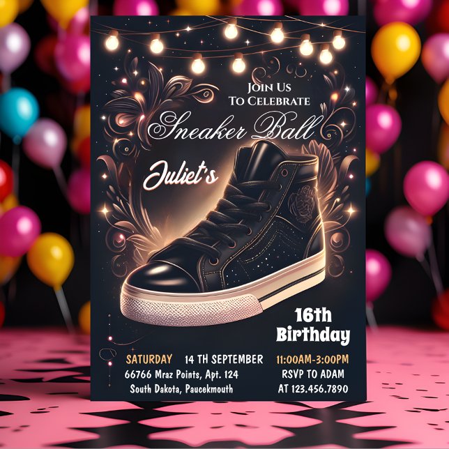 Invitación Chica de zapatos de Moda Step Sweet 16 Sneaker Bal (Subido por el creador)