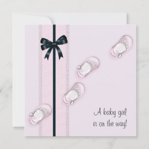 Invitación Chica de zapatos para bebé rosa Baby Shower