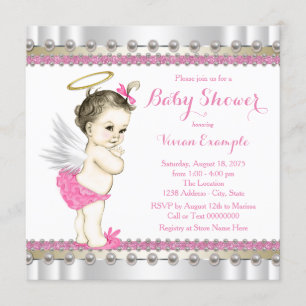Invitación Chica del ángel rosa Baby Shower