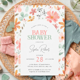 Invitación Chica del Arco Floral de Acuarela para Baby Shower
