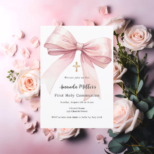 Invitación Chica del arco rosado Primera comunión