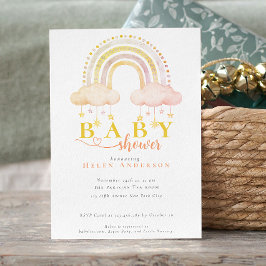 Invitación Chica del Arcoíris de Acuarela Boho Baby Shower