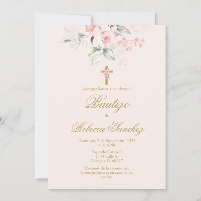 Invitación Chica del bautismo en España (Anverso)
