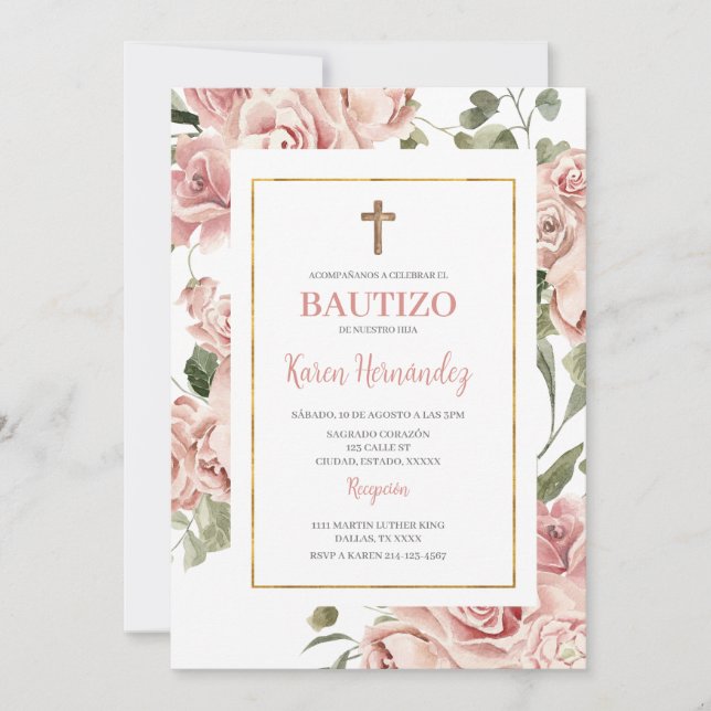 Invitación Chica del bautismo en España (Anverso)