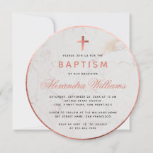 Chica del bautismo Faux Rosa Gold Marble Guión ros