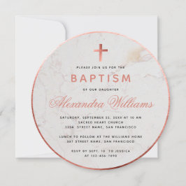 Invitación Chica del bautismo Faux Rosa Gold Marble Guión ros