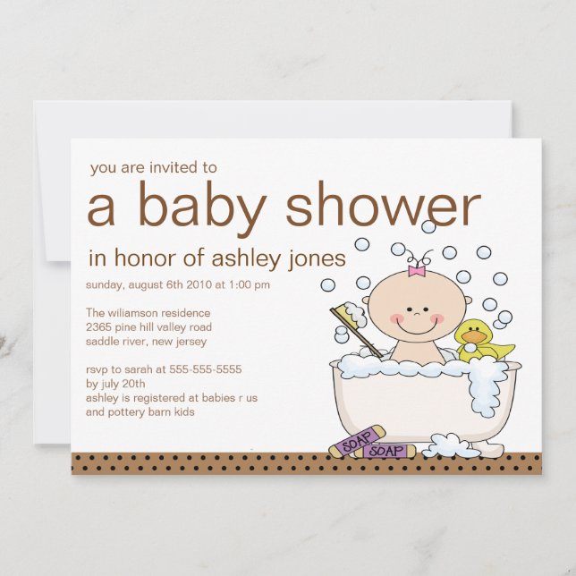 Invitación Chica del bebé Baby Shower (Anverso)
