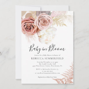 Invitación Chica del Boho de Pampas cae a Baby Shower