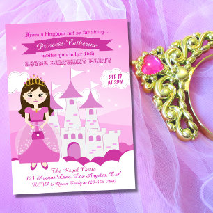 Invitación Chica del Castillo de la Princesa Real Rosa Cumple