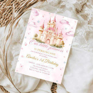Invitación Chica del Castillo Princesa Mágica Rosa