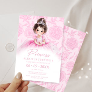 Invitación Chica del cumpleaños real de la princesa rosa