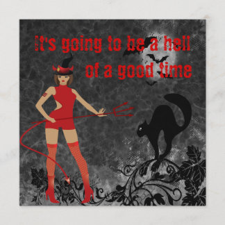 Invitación Chica del demonio brujo de Halloween