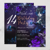 Chica del Día de Muertos Cumpleaños Morado Azul Fi