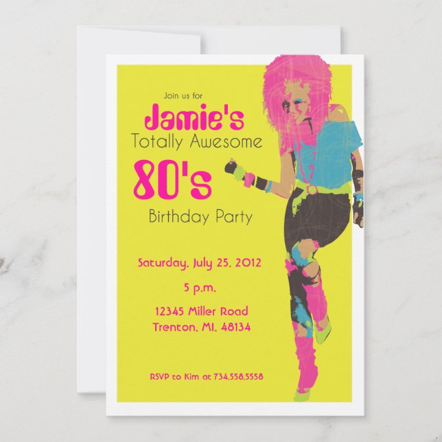 Invitación chica del encanto de los años 80 (Anverso)