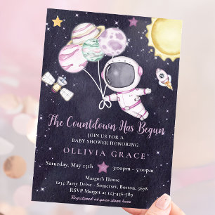 Invitación Chica del espacio ultraterrestre Baby Shower Galax