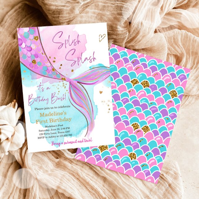 Invitación Chica del Fiesta de la piscina de escisiones de si (Subido por el creador)