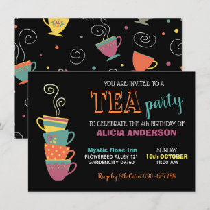 Invitación Chica del Fiesta del té Cumpleaños vasos calientes