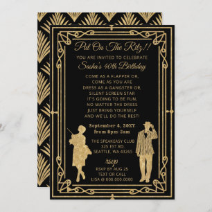 Invitación Chica del flapper Art Deco e invento pangster de l