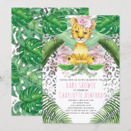 Invitación Chica del Ilustracion de León Safari Baby Shower