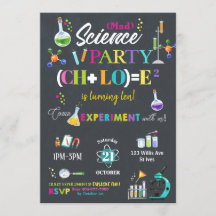 Chica del Mad Science Birthday Party Chalkboard