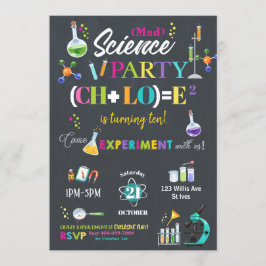 Invitación Chica del Mad Science Birthday Party Chalkboard
