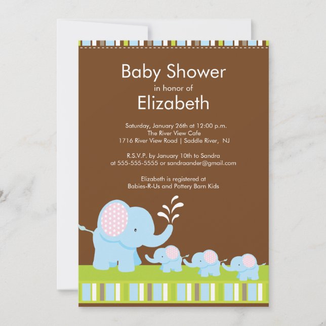 Invitación Chica del muchacho de Baby Shower de los tríos de (Anverso)
