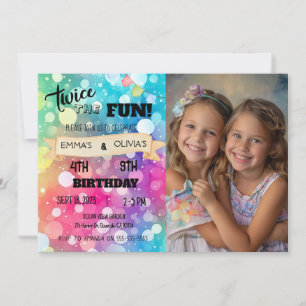 Invitación Chica del niño fotográfico de cumpleaños combinado