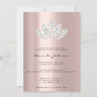 Invitación Chica del niño Rosa de goteo de oro de LotusGlitte