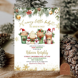 Invitación Chica del Oso de Navidad, Baby Shower de Santa Beb