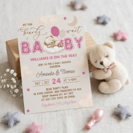 Invitación Chica del oso de peluche Baby Shower