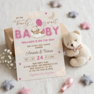 Invitación Chica del oso de peluche Baby Shower