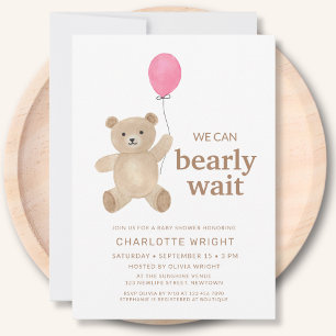 Invitación Chica del Oso de Peluche Baby Shower