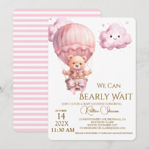 Invitación Chica del Oso de Peluche Fiesta de Bebé