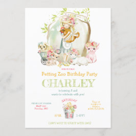 Invitación Chica del país Petting Zoo Birthday Party