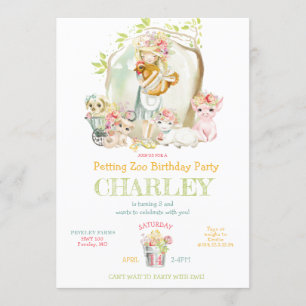 Invitación Chica del país Petting Zoo Birthday Party