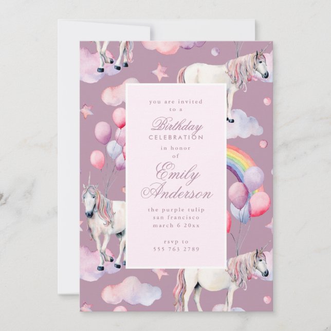 Invitación Chica del partido de cumpleaños rosado de los glob (Anverso)