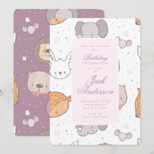 Invitación Chica del partido de cumpleaños rosado de Safari J