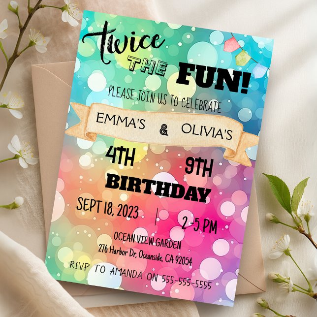 Invitación Chica del Partido del Cumpleaños Combinado Parente (Joint Sibling Combined Birthday Party Girl Boy Invitation)