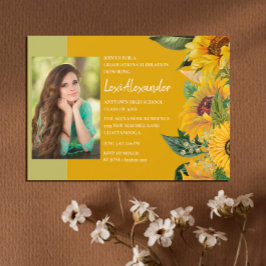 Invitación Chica del partido ruso de graduación de girasol