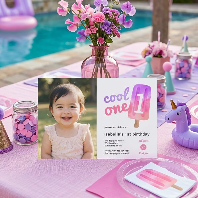 Invitación Chica del Popsicle Cool One cumpleaños número 1 (Subido por el creador)
