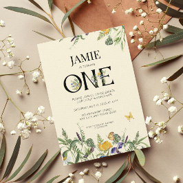 Invitación Chica del primer cumpleaños de Wildflower Boho