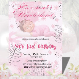 Invitación Chica del primer cumpleaños de Winter Onederland