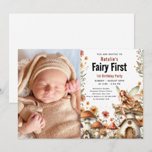 Invitación Chica del primer tema de hadas Fiesta del primer c