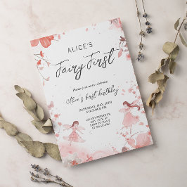 Invitación Chica del primer tema de hadas Fiesta del primer c