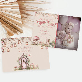 Invitación Chica del primer tema de hadas Personalizado Fiest