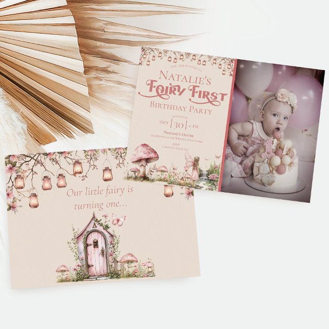 Invitación Chica del primer tema de hadas Personalizado Fiest (Subido por el creador)